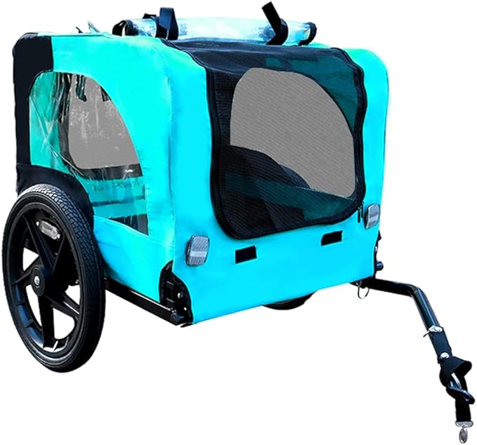 HomVent Dog Bike Trailer - Folding Pet Carrier Wagon with 16 Inch Wheels for Small and Large Dogs