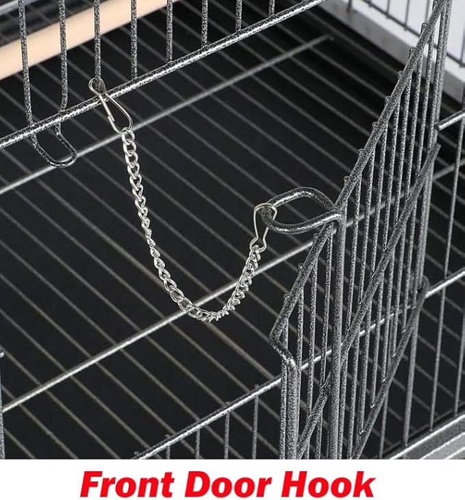 Extra Large Wrought Iron Breeding Flights Canary Parakeet Cockatiel African Grey Lovebird Finches Parrot Home Cage Double Large Front Doors 4 Side Doors Bottom Storage Shelf On Lockable Wheels