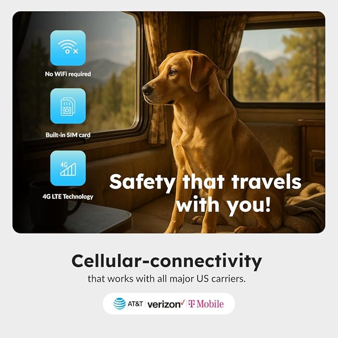 Waggle 4G Pet Temperature & Humidity Monitor with GPS & AQI – Real-Time Alerts via App/SMS/Email – No Wi-Fi Needed – RV, Car & Home Safety Device with Power-Outage Alerts – Subscription Required