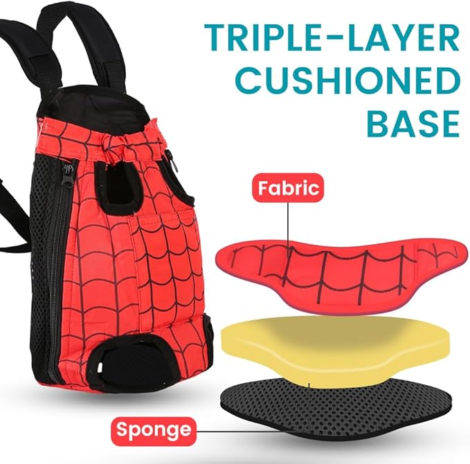 Dog Backpack Carrier, Front Pocket for Essentials, Legs Out Carrying Sling Travel Bag for Small Medium Dogs 4-7 Lbs, Soft Wearable Puppy Chest Carry Backpacks for Walking/Hiking/Camping/Traveling