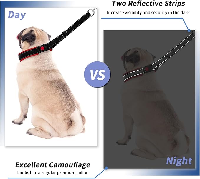 Martingale No Pull Dog Collar, Heavy Duty Nylon With Buckle, Adjustable Anti Pull Reflective Slip for Large Medium Small Dog Training Walking S Red
