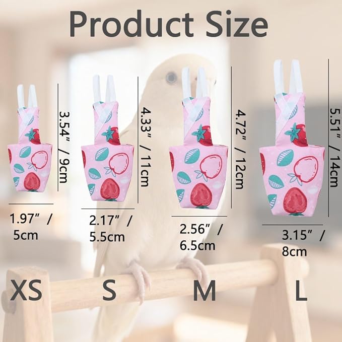 4pcs Bird Diaper Parrot Flight Suit with Waterproof Inner Layer Pigeon Pants Parrot Nappy Reusable Cockatiel Clothes Adjustable for Parakeet Mini Macaw Budgie Canary - color1 S