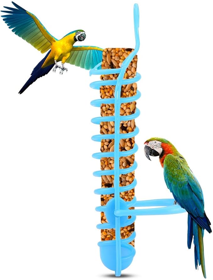 Millet Holder,Parrots Feeder Basket, Food Fruit Feeding Perch Stand Millet Spray for Plastic Holder Pet Bird Supplies(Blue) (Blue)