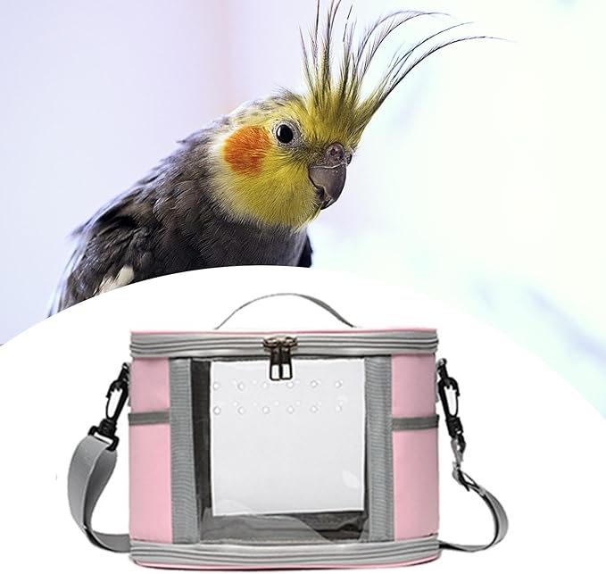 Portable Bird Carrier for Small Pets and Birds, Pink L