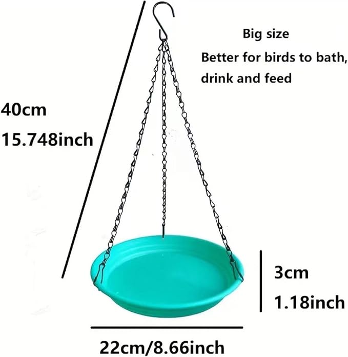 Hanging Bird Feeder and Waterer Tray Bird Food Tray Outdoor Birdbath Hanging Backyard Birdbath for Garden Balcony Trees Lawn, Green