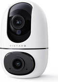 VIRTAVO Pet Camera Indoor for Dogs & Cats, 360° PTZ Pet Monitor with Motion Tracking, Dual‑Lens, 2‑Way Audio, Night Vision, No Subscription, Wi‑Fi 6 (2.4GHz/5GHz), SD & Cloud Storage