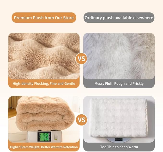 Self-Warming Cat Blanket for Indoor Cats & Small Dogs, Dual-Side Sherpa Plush Throw, Anti-Static Shared Couch Mat for Crate & Travel, Machine Washable No Shrink, 28x22 Inch Coffee
