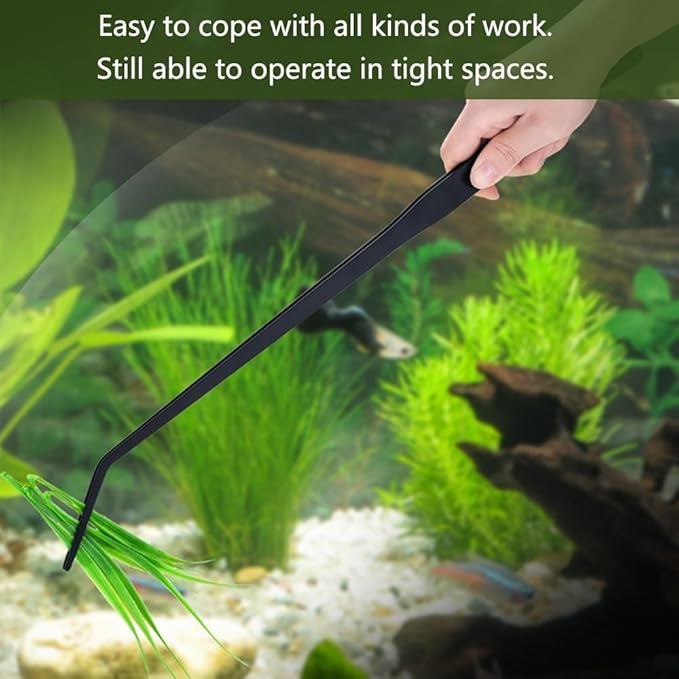 SagaSave Aquarium Tweezers Stainless Steels Feeding Tongs Extra Long 15 inches Aquarium Feeding Tool for Snakes, Lizards, Spiders, Frogs, Scorpions Feeder(Curved Jaw)