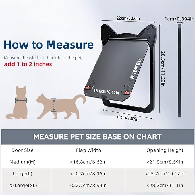 Pet Screen Door for Small Dogs & Cats - Heavy Duty Magnetic Lockable Flap, Inside Door 8.59x6.62inch, Easy Install for Sliding Glass/Patio Doors Screen, Scratch-Resistant & Security Latch (Size M)