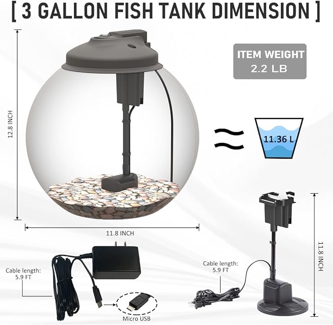 3-Gallon L26 Fish Tank Kit and Small 6-Pack Filter Cartridges