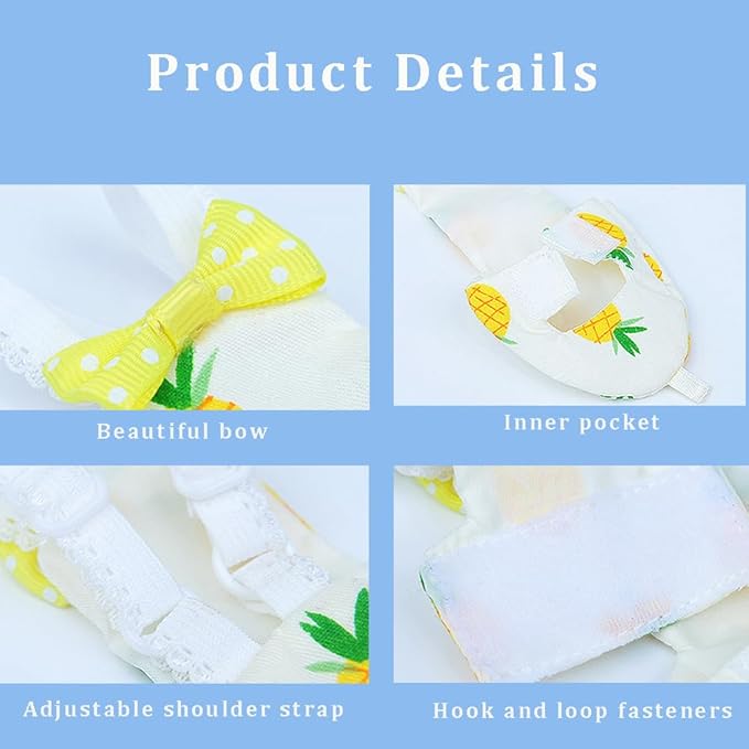 Bird Clothes, 4-Pack Reusable Bird Diapers with Adjustable Strap for Small and Medium Parrots, Cockatiels, Lovebirds, Parakeets (S)