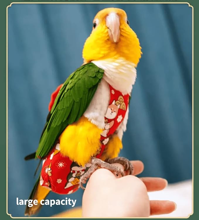Bird Flight Suits Diapers, Parrot Flight Suits Diapers for Monk Parakeets, Cockatiels Flight Suits, Parrot Clothes, Bird Training Nappy Suit Liners Clothes (Medium,Black)