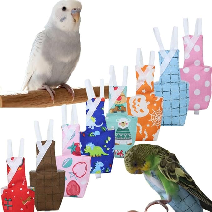 4pcs Bird Diaper Parrot Flight Suit with Waterproof Inner Layer Pigeon Pants Parrot Nappy Reusable Cockatiel Clothes Adjustable for Parakeet Mini Macaw Budgie Canary - color2 XS