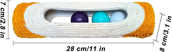 Cylindrical Scratching Board Sisal Cat Toys with 3 Pcs Ringing Balls 11 in Scratching Roller for Indoor Cats Playing (Blue)