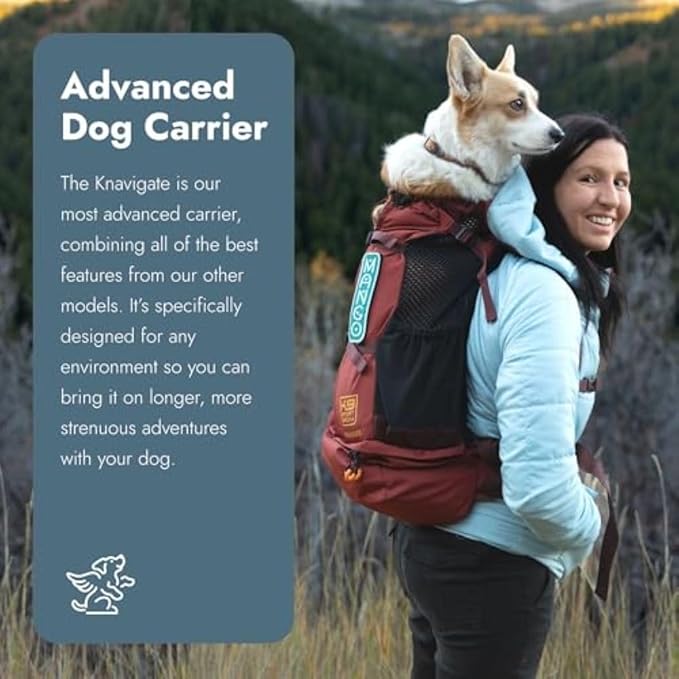 K9 Sport Sack Knavigate - Large, Dune - Ideal for Dogs with 20-22” Back Length - Adjustable, Backpack-Style Carrier with Internal Frame & Padded Hip Belt