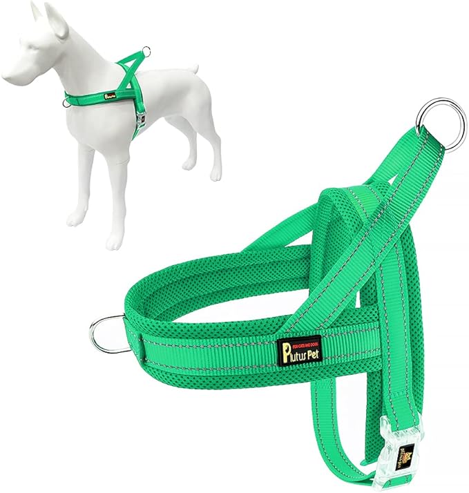 Plutus Pet No Pull Dog Harness with Breathable Mesh Padded, Adjustable Reflective Escape Proof Dog Harness, Quick Fit Dog Vest Harness for Small Medium Large Dogs(S, Green)