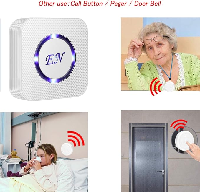 EverNary Dog Door Bell, Dog Door Bell for Potty Training, Dog Bells to Go Outside,Dog Door Bell for Dogs to Ring to Go Outside,Bells for Dog Training (2 Receiver 2 Transmitters, White)