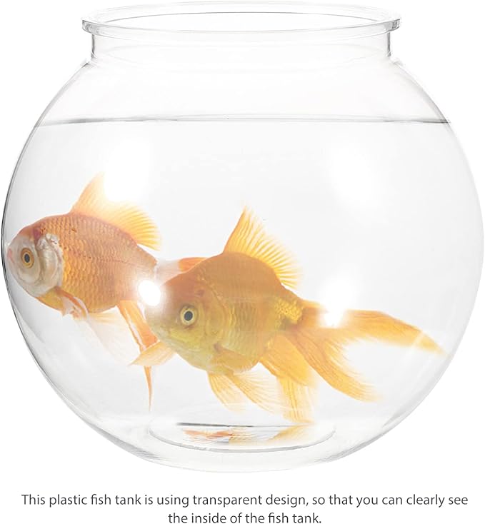 Mini Plastic Fish Bowl: Small Round Fish Tank Betta Goldfish Bowl - Transparent Aquarium Hydroponic Planter Floral Container for Centerpiece Vase, Party Decorations, Diameter 7.1Inch