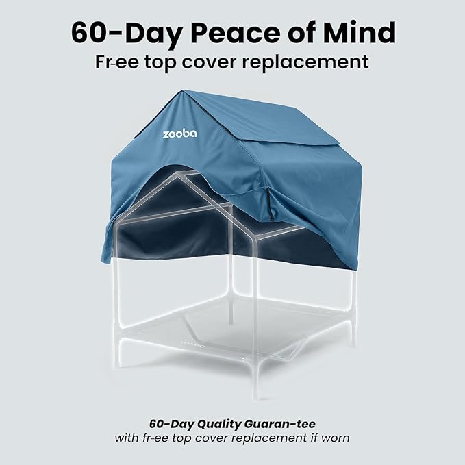 48" XL Outdoor Dog House – Weatherproof Elevated Pet Shelter, Breathable Mesh & Steel Frame, Easy to Assemble & Clean, Large Dog Houses for All Seasons (Blue)
