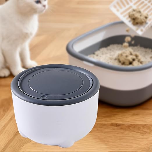 Cat Litter Trash Can Pet Garbage Bin Sturdy Portable Trash Bin Wastebasket with Press Type Lid Pet Accessories, Gray