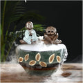 Fish Tank Aquarium Ceramic Fish Tank Home Living Room Circulation Flow Water Fish Tank Feng Shui Lucky Ornament Balcony Goldfish Bowl Fish Tank Glass Fish Tank(D)