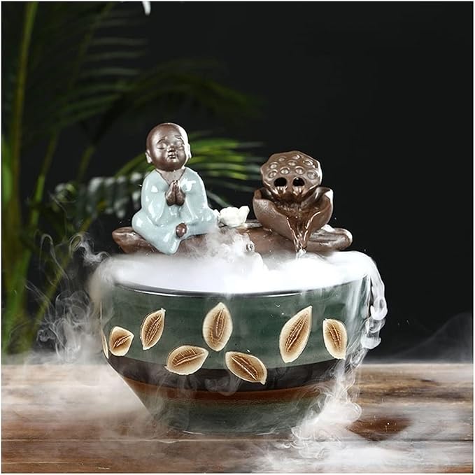 Fish Tabk Aquarium Ceramic Fish Tank Home Living Room Circulation Flow Water Fish Tank Feng Shui Lucky Ornament Balcony Goldfish Bowl Fish Tank Cool Fish Tank(D)