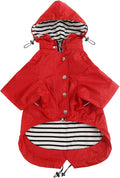 Morezi Dog Zip Up Raincoat with Reflective, Rain/Water Resistant, Adjustable Drawstring, Removable Hood, Raincoats with Legs 8lbs to 80lbs Available - Red - XS