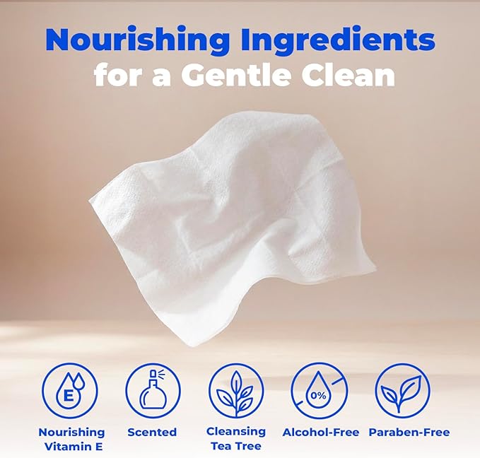 Best Pet Supplies 8" x 9" Large Dog Wipes - Cleaning and Deodorizing for Paws and Coat - Gentle Formula with Tea Tree Vitamin E for Puppies and Cats - 100 Count