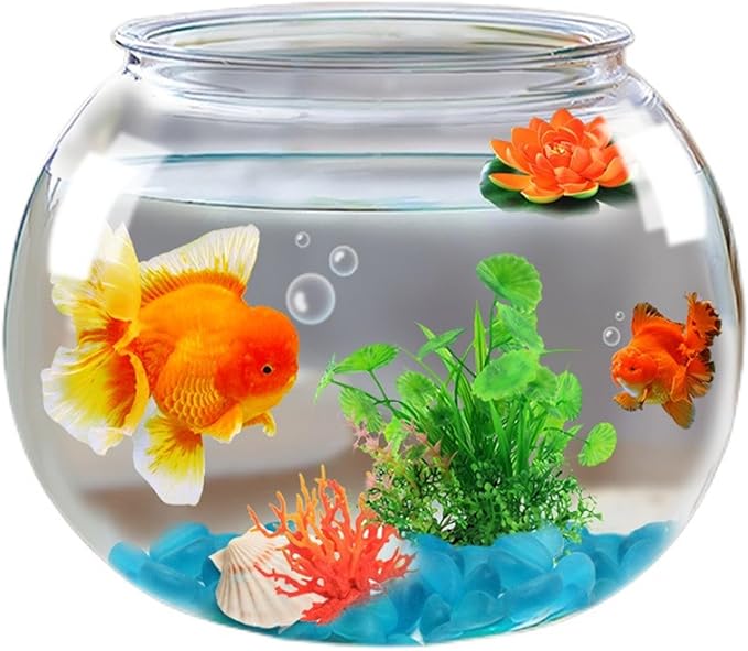 Clear Glass Fish Bowl - Shatter Resistant Aquarium Container, Decorative Water Vessel, Sturdy Elegant Design, Easy Cleaning Setup, Table Centerpiece Accessory, Indoor Party Display, Home Event Decor