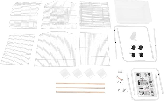Large Bird Cage with Wheels, Budgie Cage with Bottom Storage Shelf, 54in Tall Bird Cages for Parakeets, Parrot, Cockatiel, Pull-Out Tray&Mesh Bottom (White)