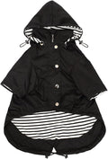 Morezi Dog Zip Up Raincoat with Reflective Buttons, Rain/Water Resistant, Adjustable Drawstring, Removable Hood, Raincoats with Legs 8lbs to 80lbs Available - Black - XS