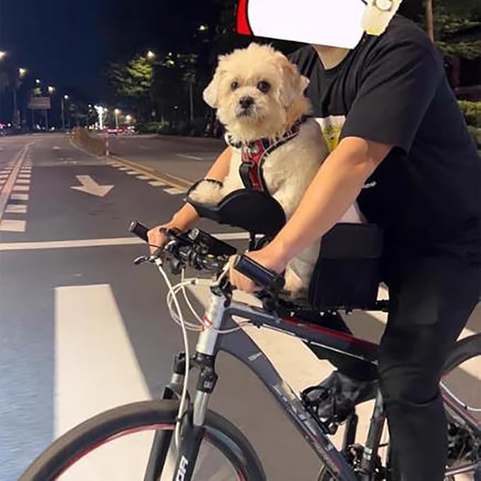 Bicycle Pet Carrier Seat for Small Dogs – Front Bike Dog Basket with Steel Frame, Internal Tether & Soft Lining, Universal Mount for Mountain & Road Bikes