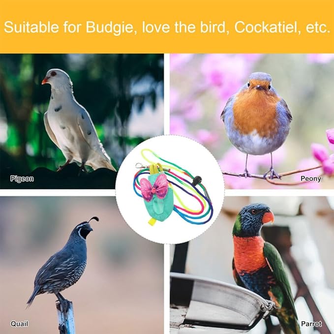 POPETPOP Bird Costume Diapers Bird Harness Flight Suit Clothes with Flying Leash Washable Parrot Reusable Flight Suit Diaper for Parrots Cockatiel s