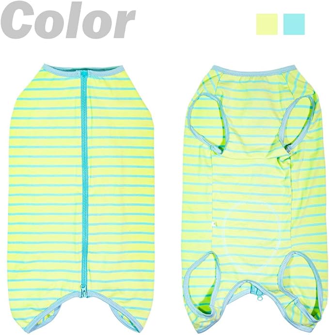Dog’s Recovery Suit Post Surgery Shirt for Female Male Dog, E-Collar Alternative Wound Protective Clothes (Green stripe-4xl)