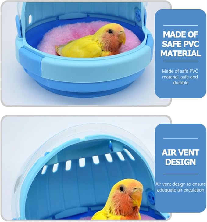 Mipcase Handheld Parrot Travel Cage with Design and Soft Fleece Nest Pad, Portable Small Bird Carrier Suitable for Budgies, Cockatiels, and Young Birds
