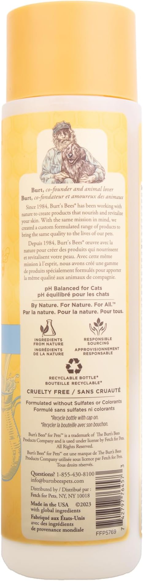 Burt's Bees for Pets Tearless Kitten Shampoo with Buttermilk and Honey, Gentle Cat Shampoo for Itchy Skin and Sensitive Coats, Easy Rinse Low Lather Formula, 99.3% Natural Origin, 10 Fl Oz - 6 Pack
