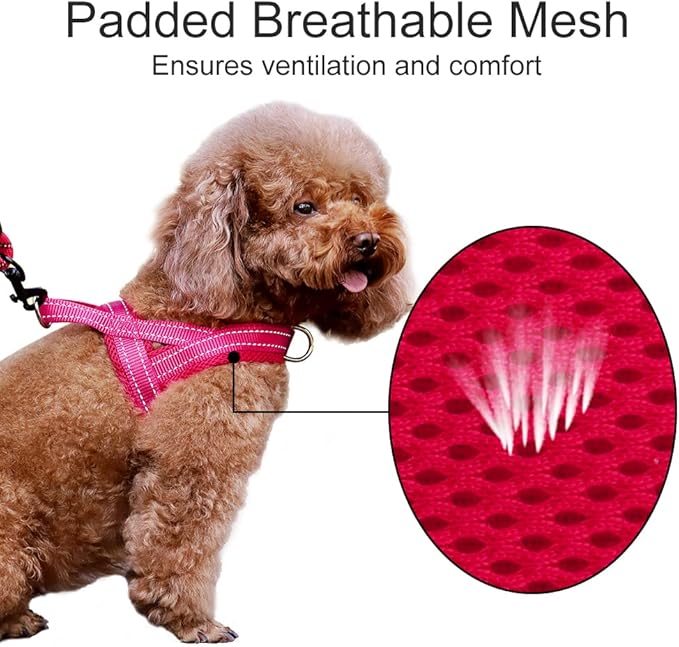 Plutus Pet No Pull Dog Harness with Breathable Mesh Padded, Adjustable Reflective Escape Proof Dog Harness, Quick Fit Dog Vest Harness for Small Medium Large Dogs(XXS, Pink)
