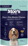 Moe’s Probiotic Chews for Dogs 90ct – Pumpkin Flavor Prebiotics & Probiotics for Gut Health, Digestion, Immunity and Itchy Skin Relief