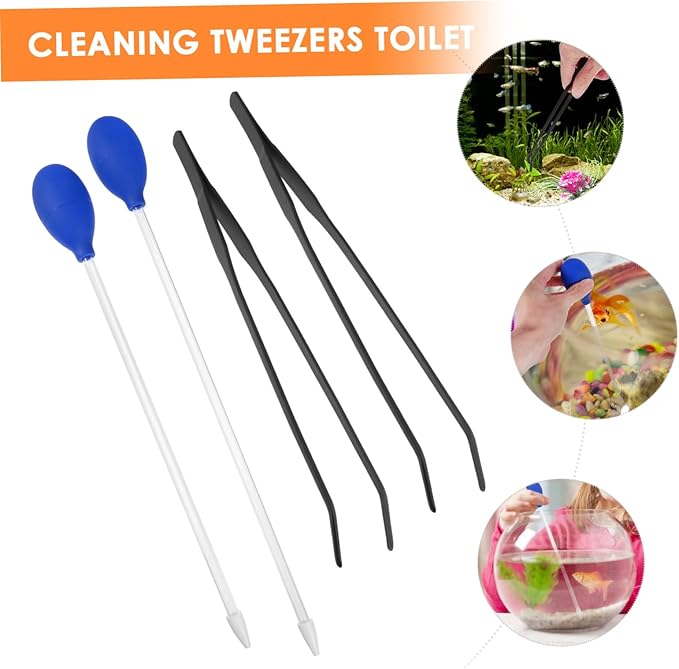BESPORTBLE 4pcs Fish Tank Cleaning Tweezers and Waste Lightweight Aquarium Tools for Efficient Gravel and Residual Removal