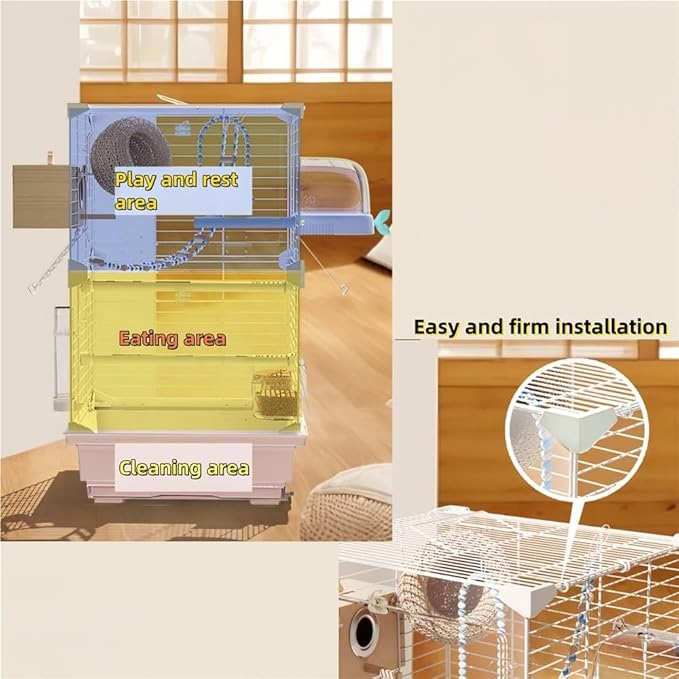 24.8-Inch Acrylic Bird Cage, Transparent Parrot Cages with Metal Frame, Large Birdcage for Lovebirds, Canaries