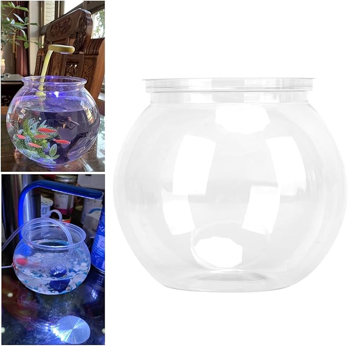 Small Fish Tank,Plastic Bubble Bowl Transparent Plastic Impact Resistant Plastic Gallon Fish Bowl Decor for Desk Bookshelf(S)