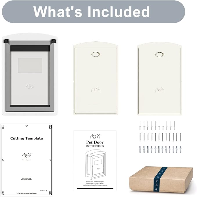 Dog Door for Wall, Steel Dog Door with Telescoping Tunnel, Weatherproof Pet Door with Two Sliding Lock Panels and Magnetic Flaps, Easy to Install, White, Large