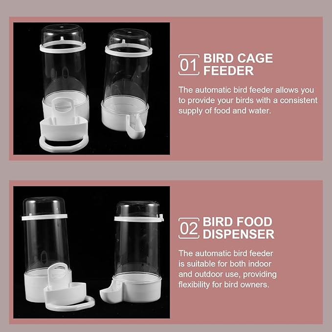 Cabilock 2pcs Automatic Bird Cage Feeders Water Dispensers for Parakeets and Small Birds Watering Supplies with Food Dispenser Cockatiel Cage Accessories