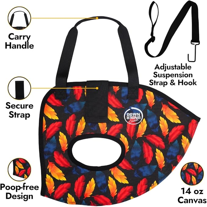 DOWN UNDER OUTDOORS Chicken Carrier Sling Holder Bag with Handle, Chicken Accessories for Foot Treatment, Medic, Leg Injuries, Bumblefoot, Poultry Farm Carrying, Transport, Three Sizes (Medium)
