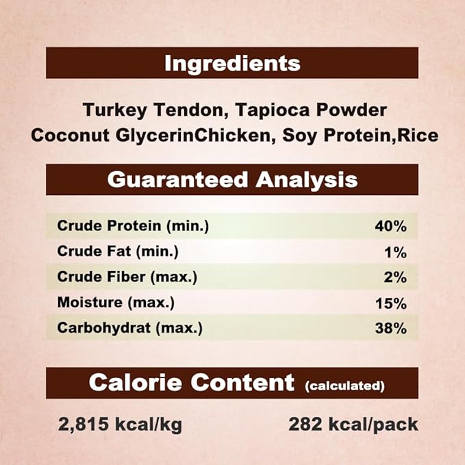 A Freschi srl Turkey Tendons for Dogs, USA-Sourced, Healthy Dog Treats, Rawhide-Free Puppy Chews, All Natural, Hypoallergenic Dog Treats, Turkey Tendon Wrapped Chicken Stick, 3.5 oz Pack