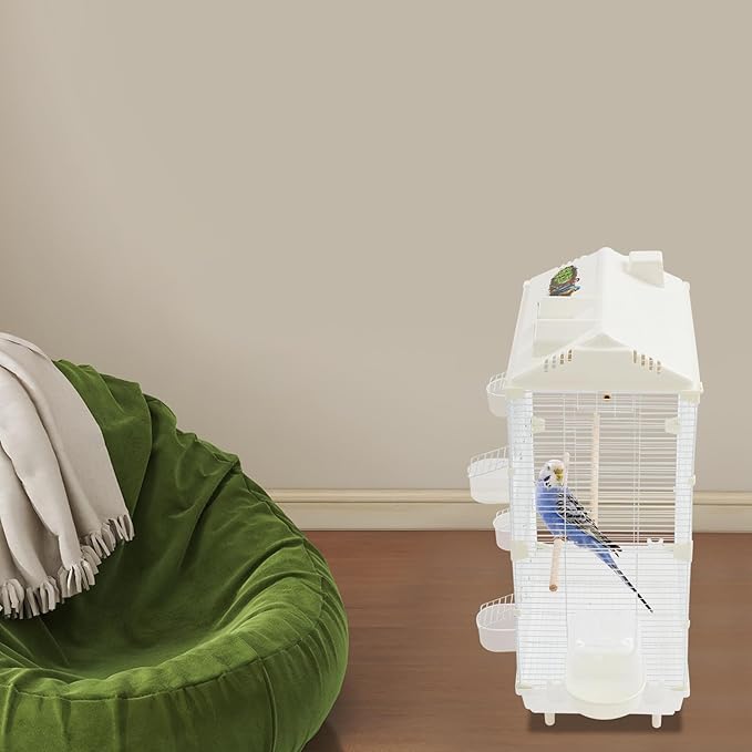 30.31 inch Flight Bird Cage Portable Small Bird Carrier Travel Bird Cage for Conure Sun Parakeet Green Cheek Conure Lovebird Budgie Finch Canary Travel Birdcage with Handle and Perches