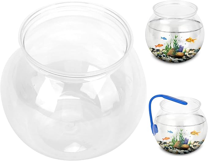Small Fish Tank,Plastic Bubble Bowl Transparent Plastic Impact Resistant Plastic Gallon Fish Bowl Decor for Desk Bookshelf(S)
