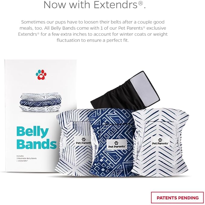 Pet Parents® Washable Belly Bands for Male Dogs (3pack) + Extendrs® of Durable Dog Diapers Male, Premium Male Dog Diapers & Dog Wraps (X-Large, Kahuna)