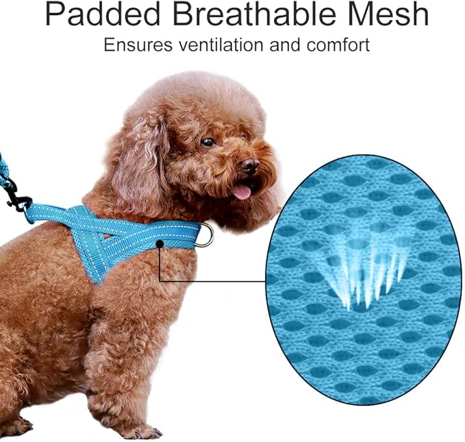 Plutus Pet No Pull Dog Harness with Breathable Mesh Padded, Adjustable Reflective Escape Proof Dog Harness, Quick Fit Dog Vest Harness for Small Medium Large Dogs(L, Cyan)