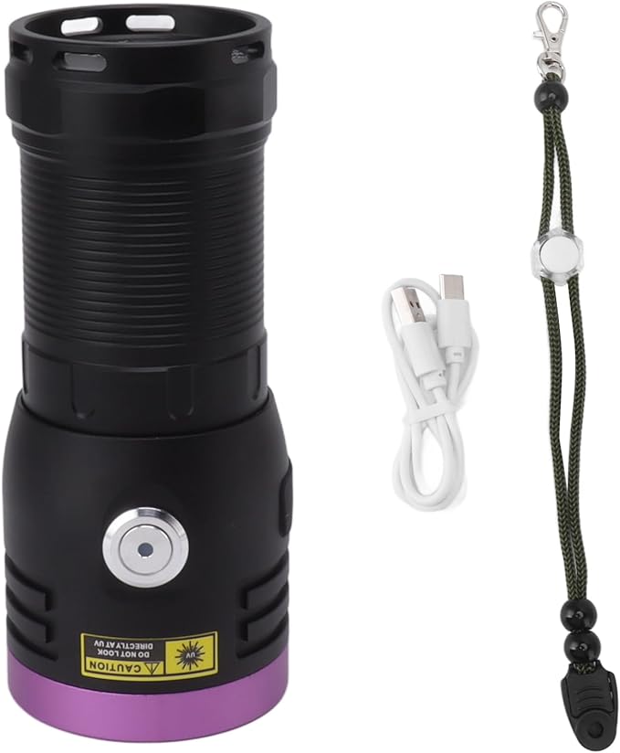 80W Black Light UV Flashlight Rechargeable 365NM LED UV Flashlight for Pet Urine Mineral Fluorescent Resin Cure